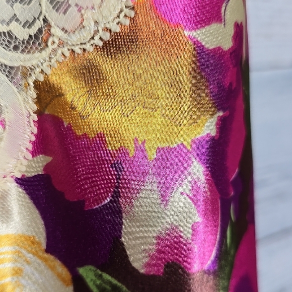 Vintage 1980's Cacique Lingerie Floral Lace Slip Dress Size Medium - Picture 4 of 9